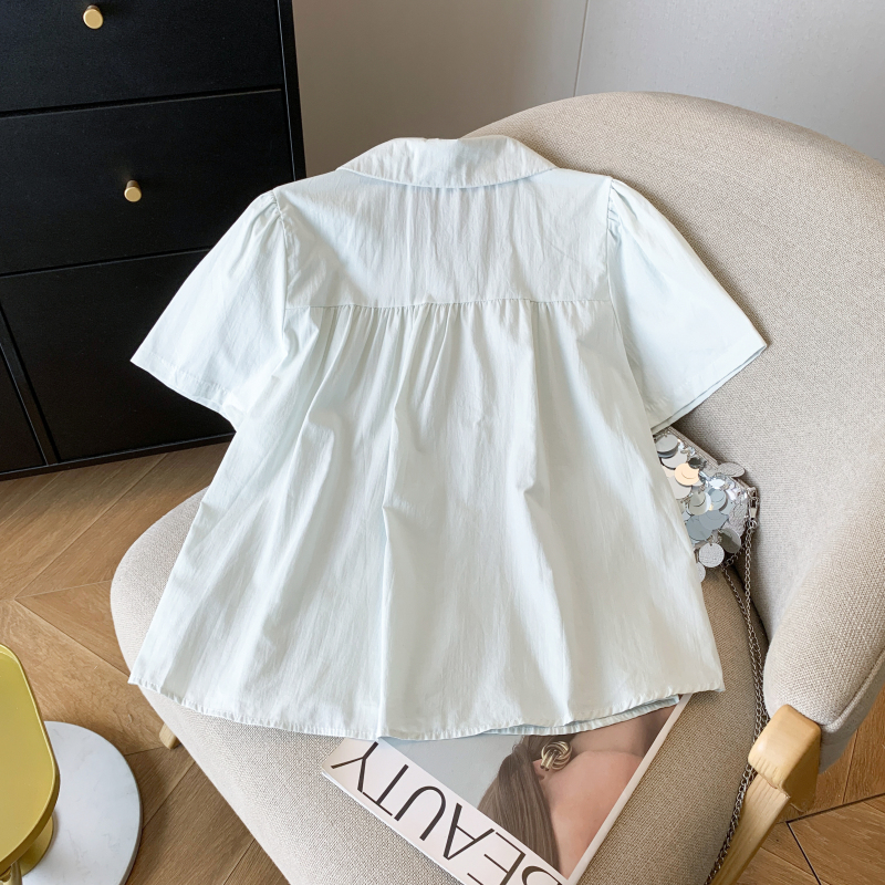 Short doll collar tops summer shirt for women