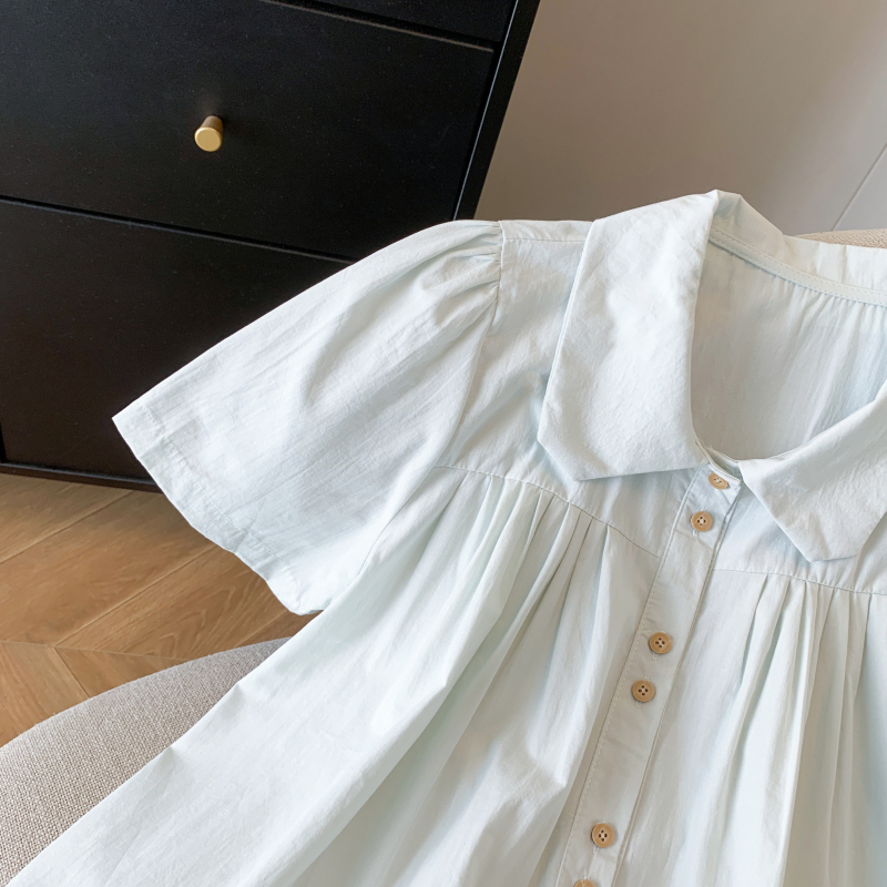 Short doll collar tops summer shirt for women
