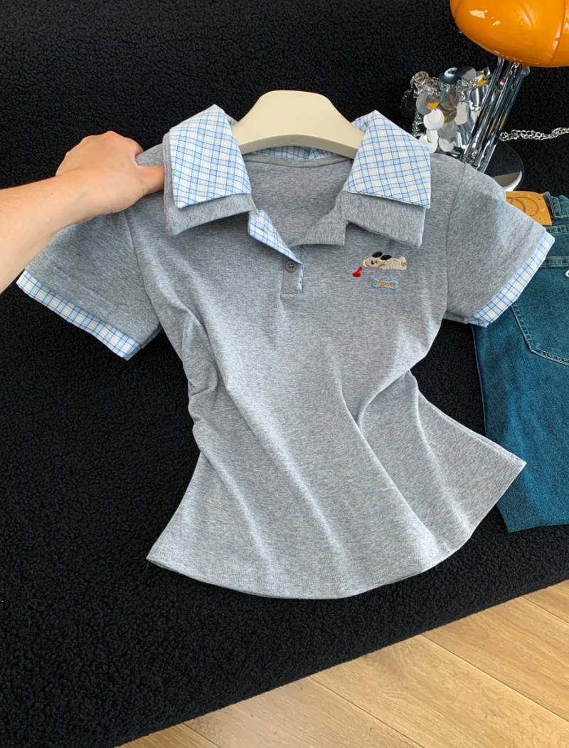 Summer Western style tops splice T-shirt for women