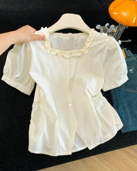 All-match fashion summer tops short sleeve pure cotton shirt