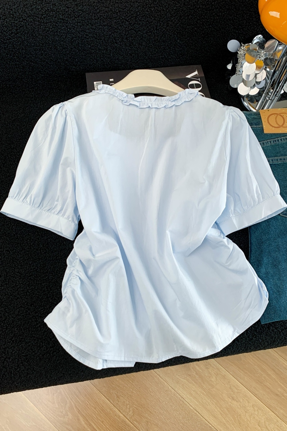 All-match fashion summer tops short sleeve pure cotton shirt