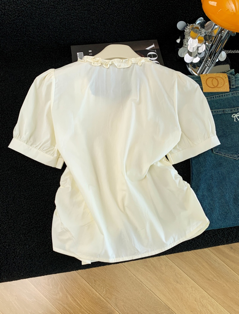 All-match fashion summer tops short sleeve pure cotton shirt