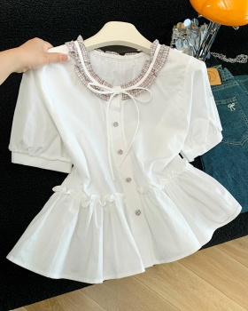 Sweet bow short sleeve shirt for women