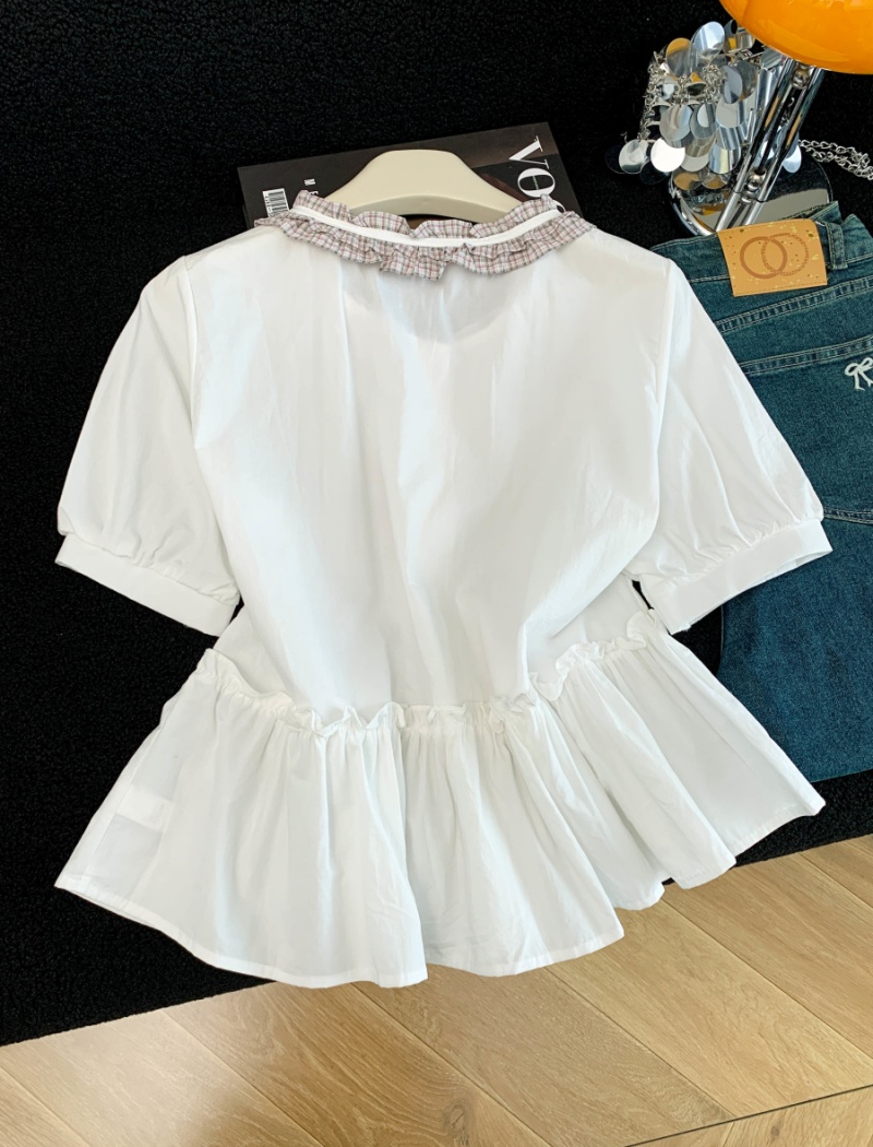 Sweet bow short sleeve shirt for women