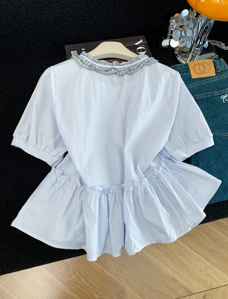Sweet bow short sleeve shirt for women