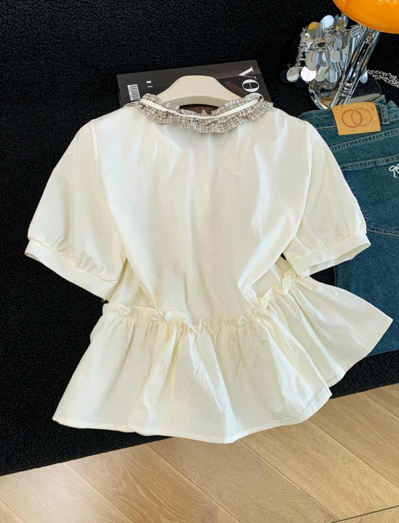 Sweet bow short sleeve shirt for women