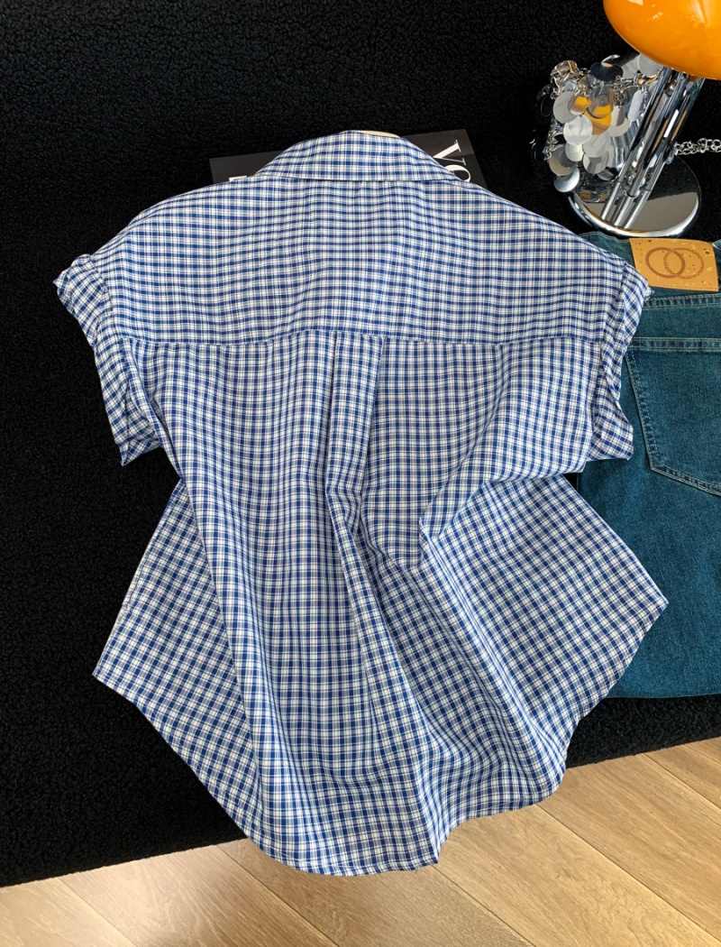 Western style lovely college style shirt plaid summer tops