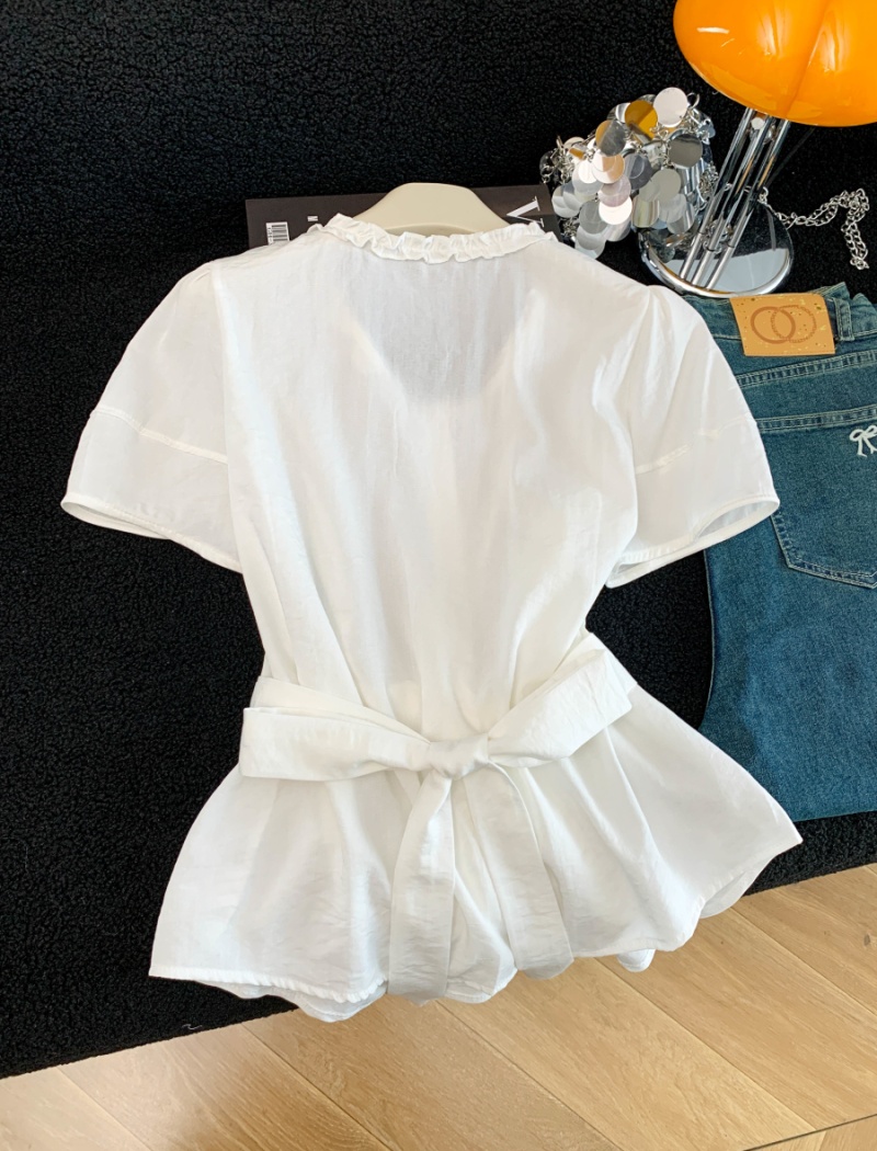 Frenum slim shirt summer short sleeve tops for women