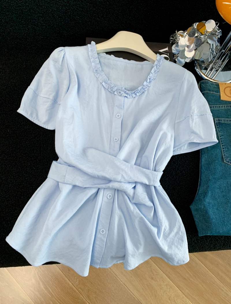 Frenum slim shirt summer short sleeve tops for women