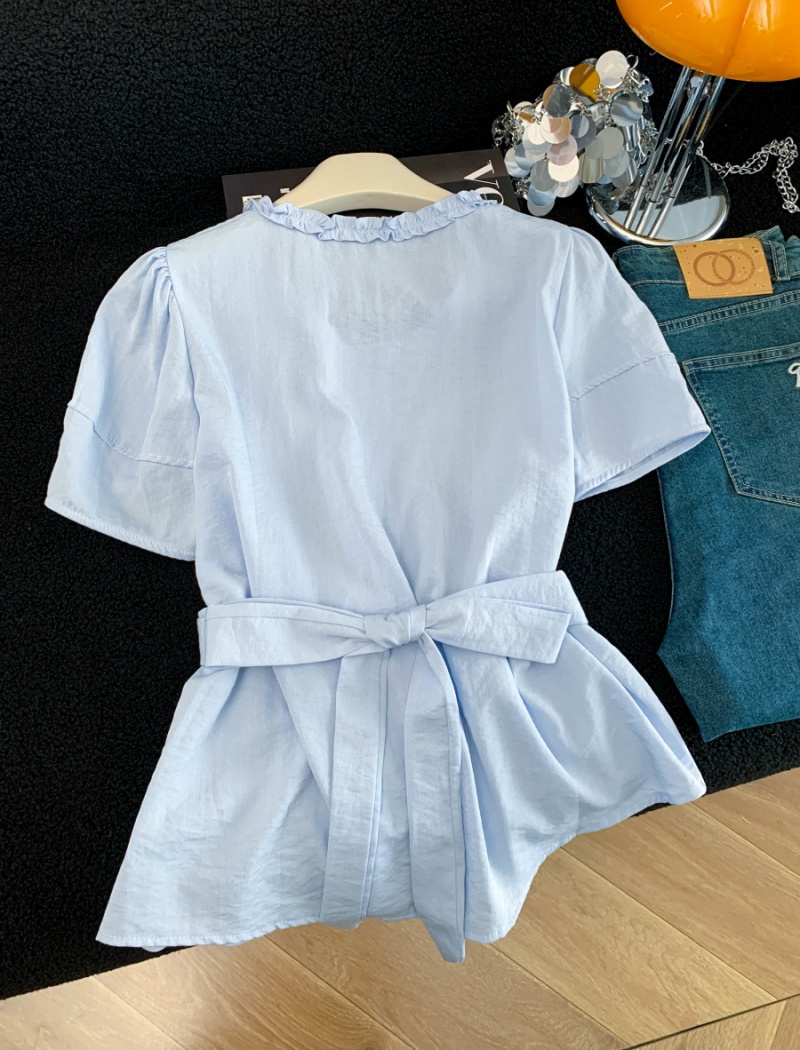 Frenum slim shirt summer short sleeve tops for women