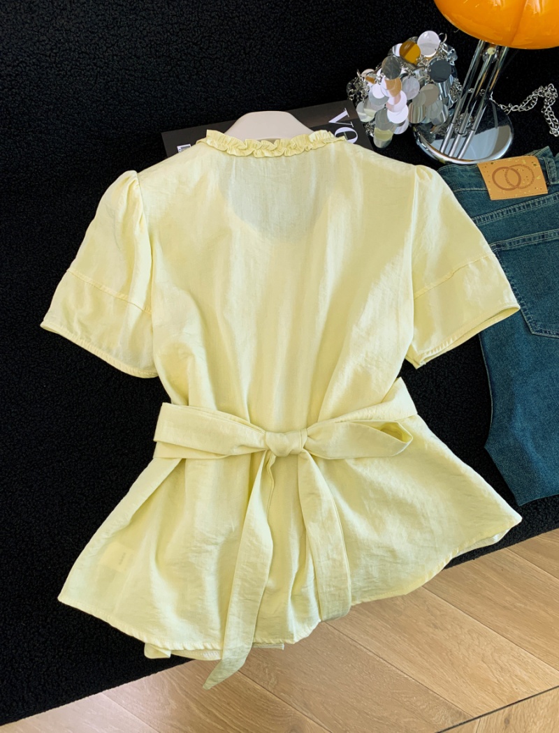 Frenum slim shirt summer short sleeve tops for women