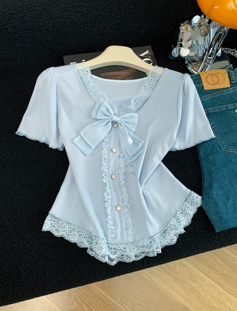 Splice spicegirl sexy summer slim lace T-shirt for women