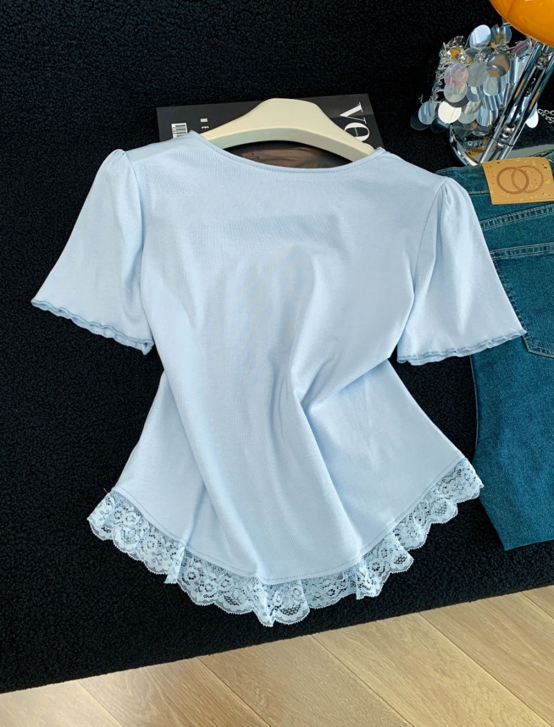 Splice spicegirl sexy summer slim lace T-shirt for women