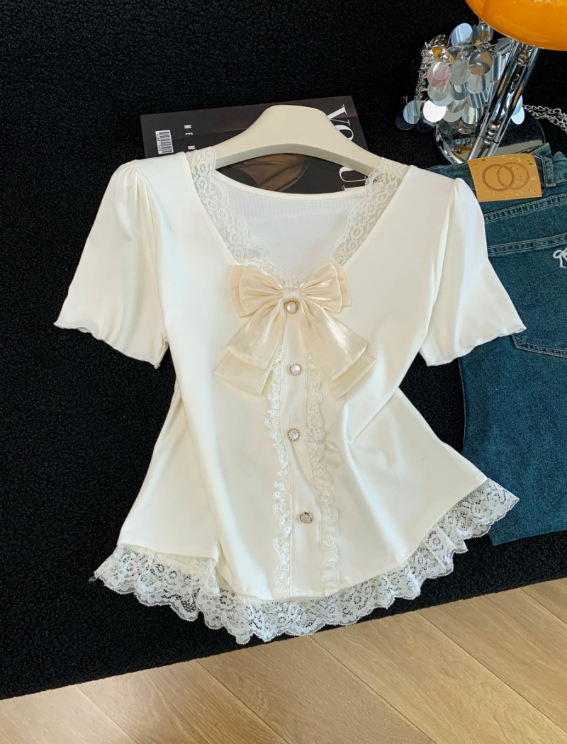 Splice spicegirl sexy summer slim lace T-shirt for women