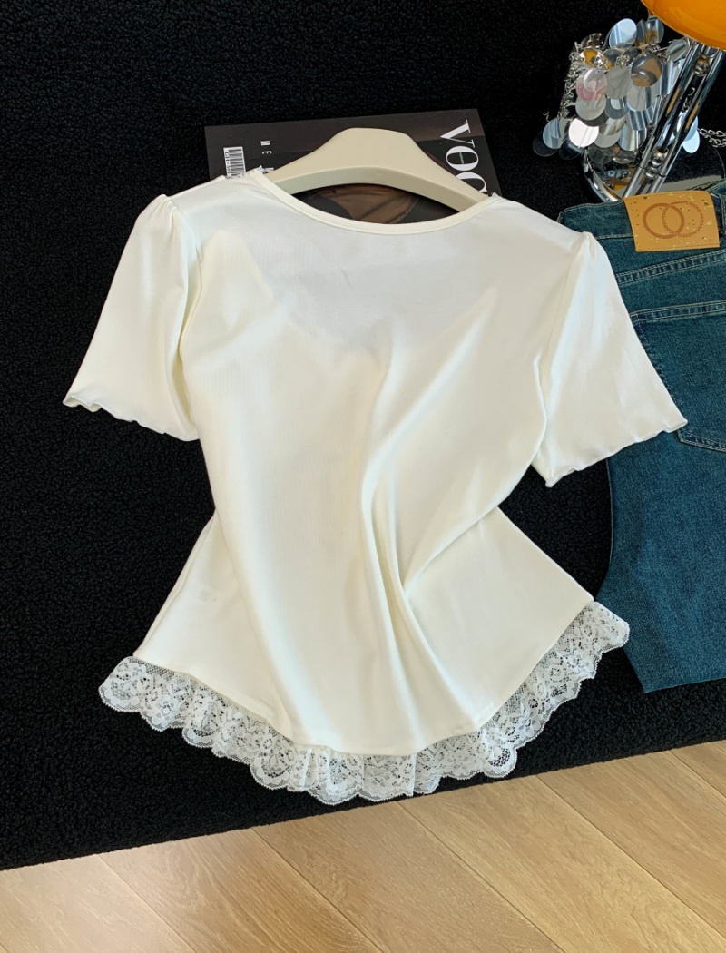 Splice spicegirl sexy summer slim lace T-shirt for women