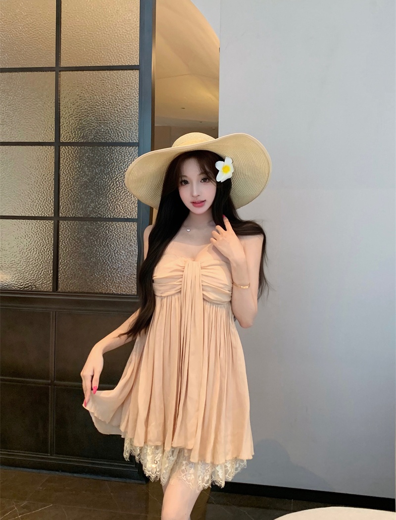 Sling veil T-back wrapped chest summer dress