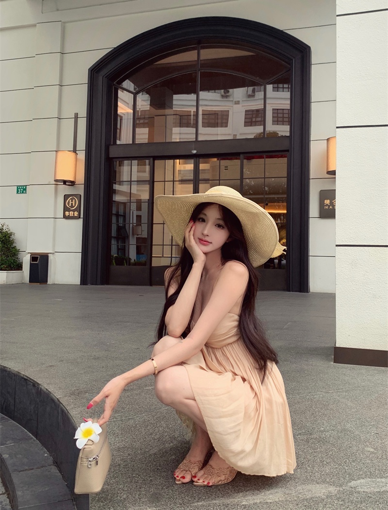 Sling veil T-back wrapped chest summer dress