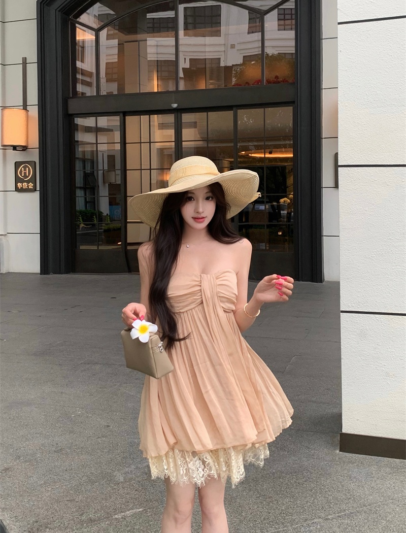 Sling veil T-back wrapped chest summer dress