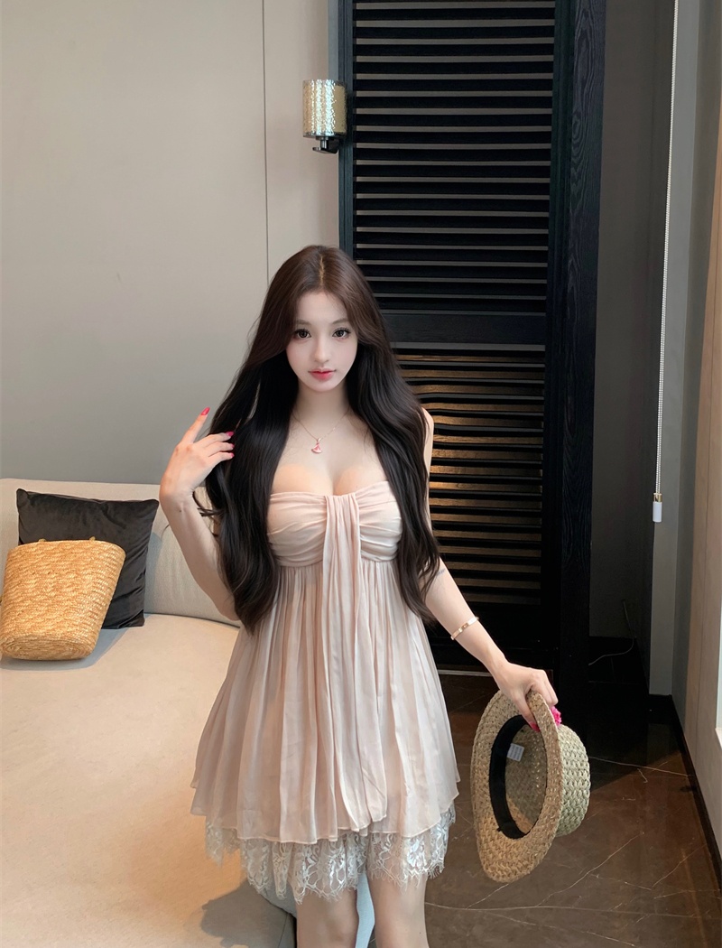 Sling veil T-back wrapped chest summer dress