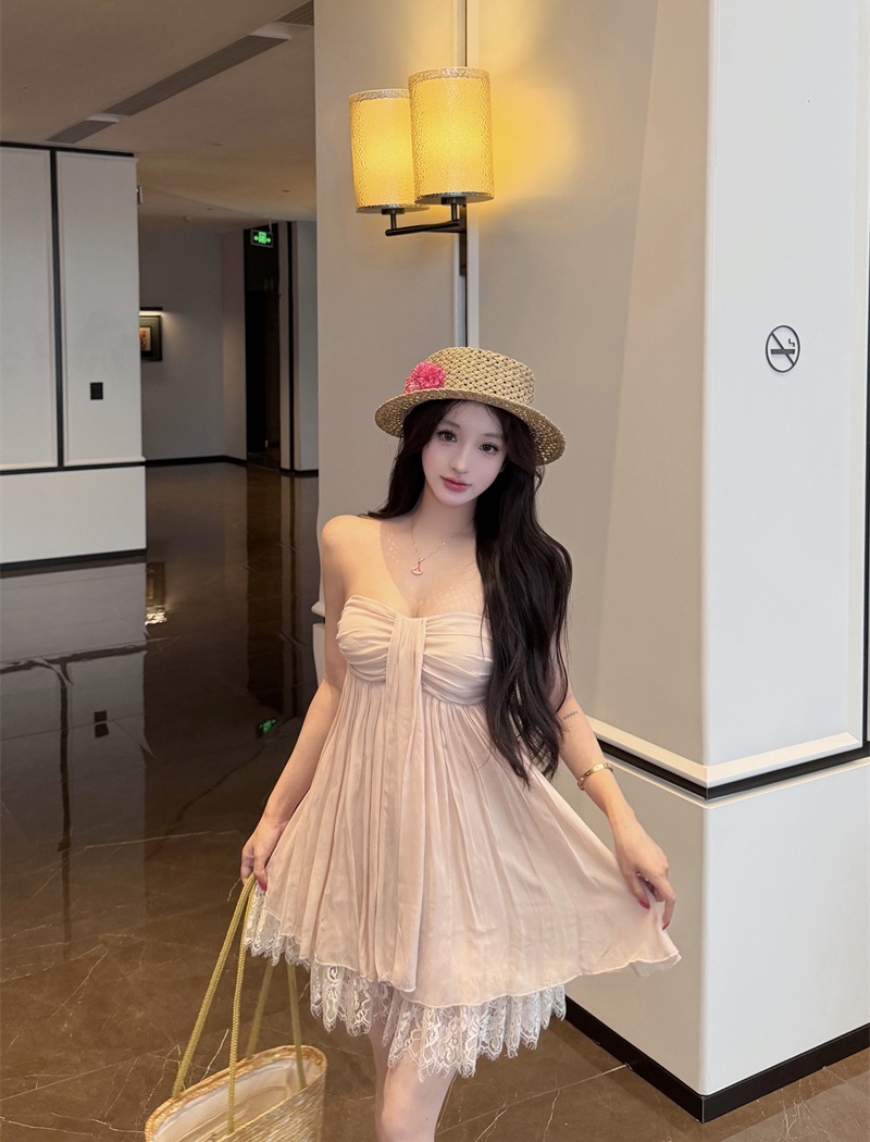 Sling veil T-back wrapped chest summer dress