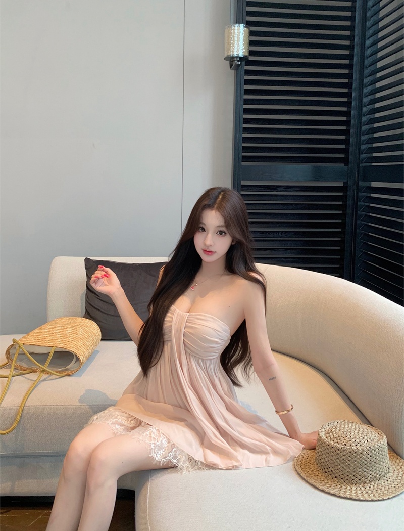 Sling veil T-back wrapped chest summer dress