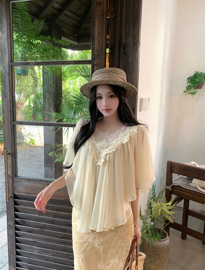 Stereoscopic V-neck summer tops sunscreen tender small shirt