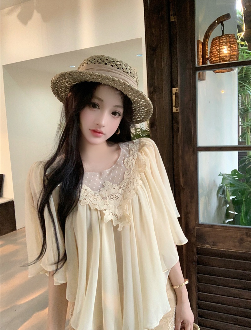 Stereoscopic V-neck summer tops sunscreen tender small shirt