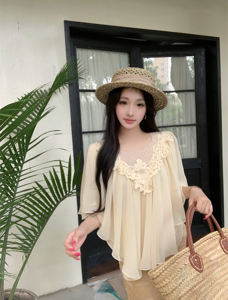 Stereoscopic V-neck summer tops sunscreen tender small shirt