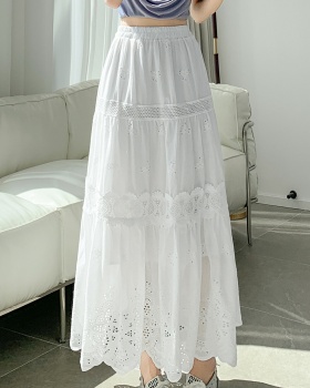 A-line pleated skirt big skirt long skirt for women