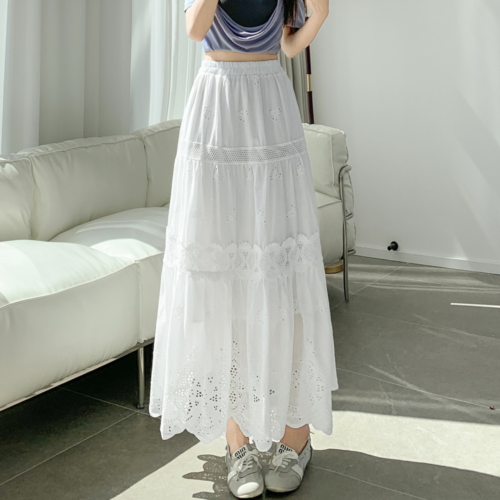 A-line pleated skirt big skirt long skirt for women