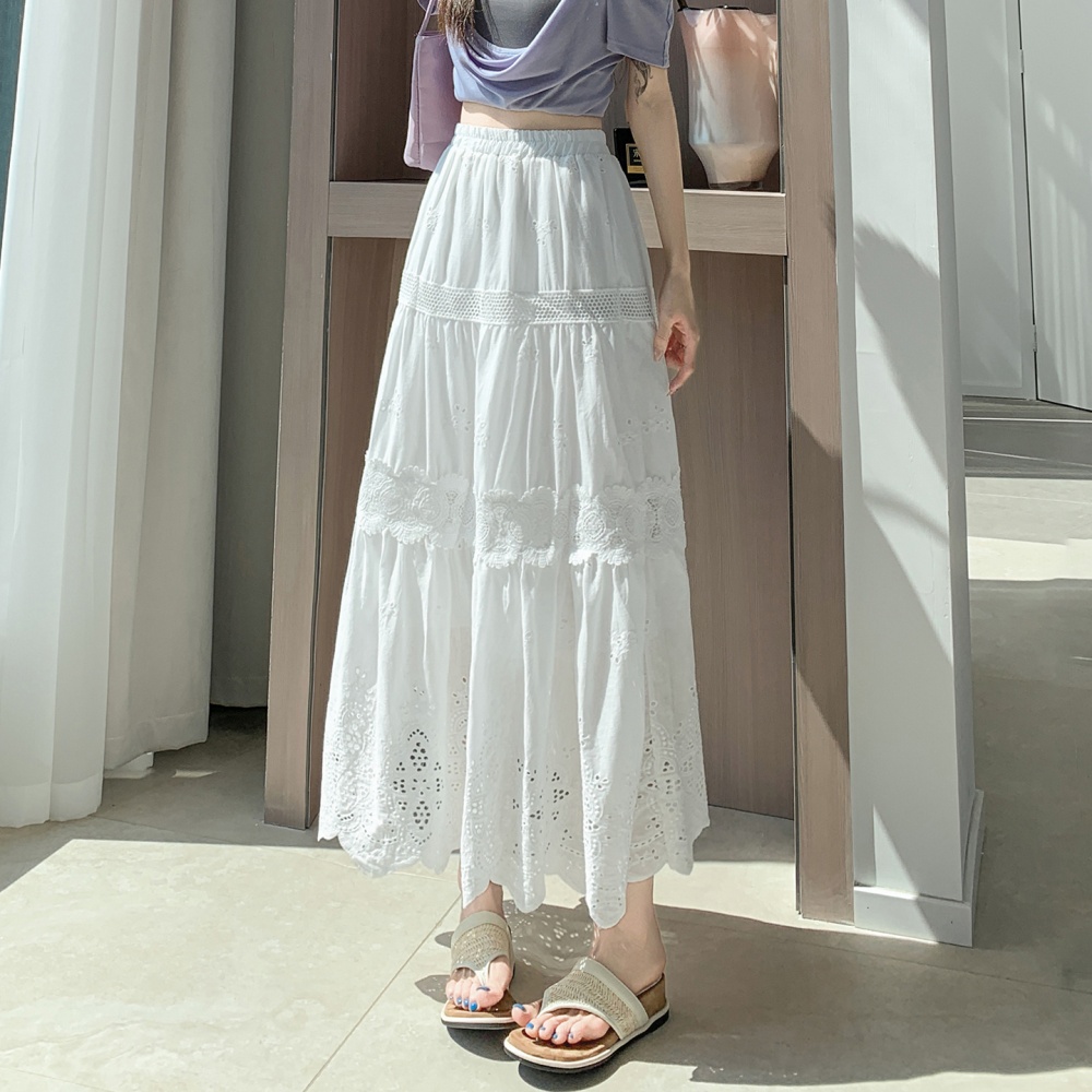 A-line pleated skirt big skirt long skirt for women