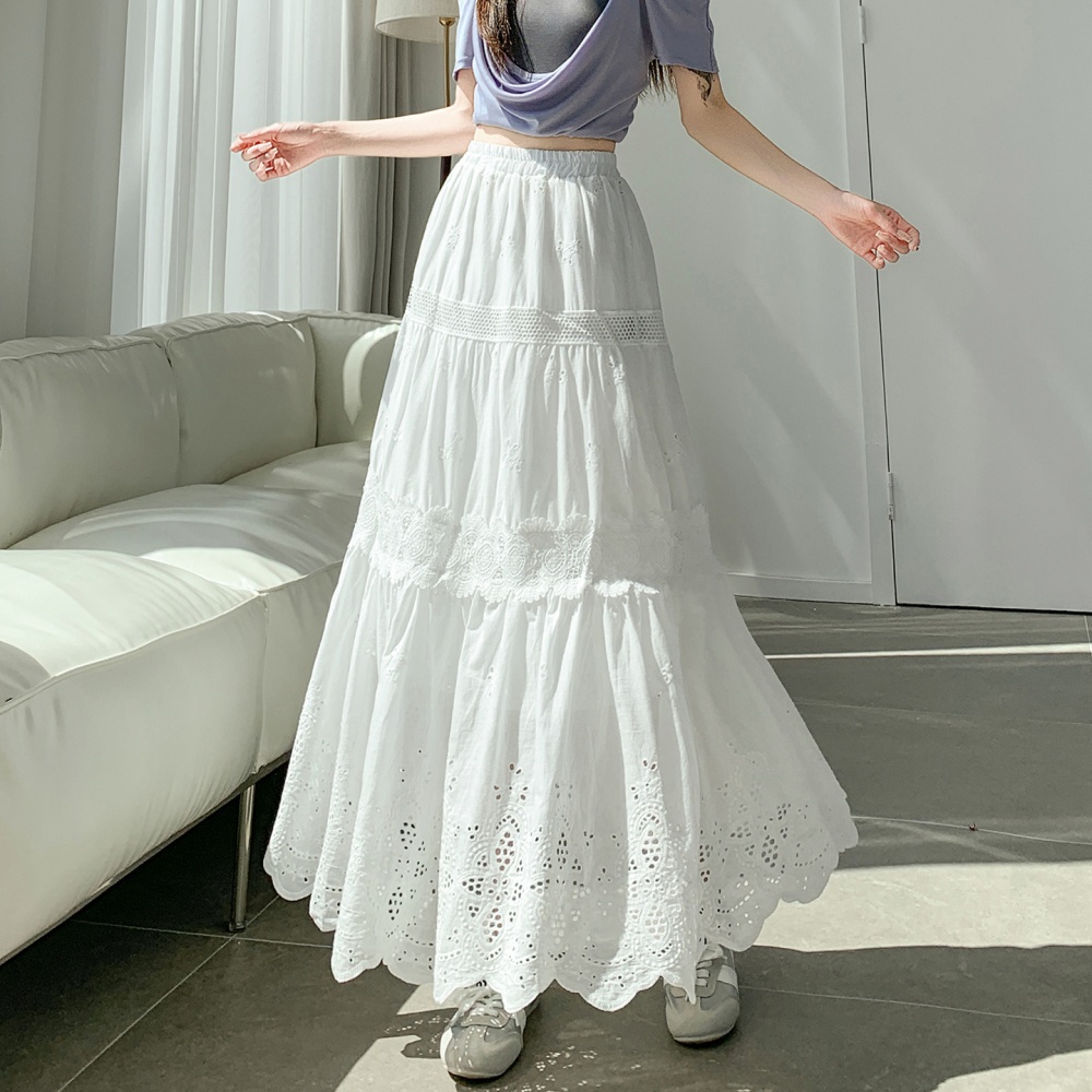 A-line pleated skirt big skirt long skirt for women