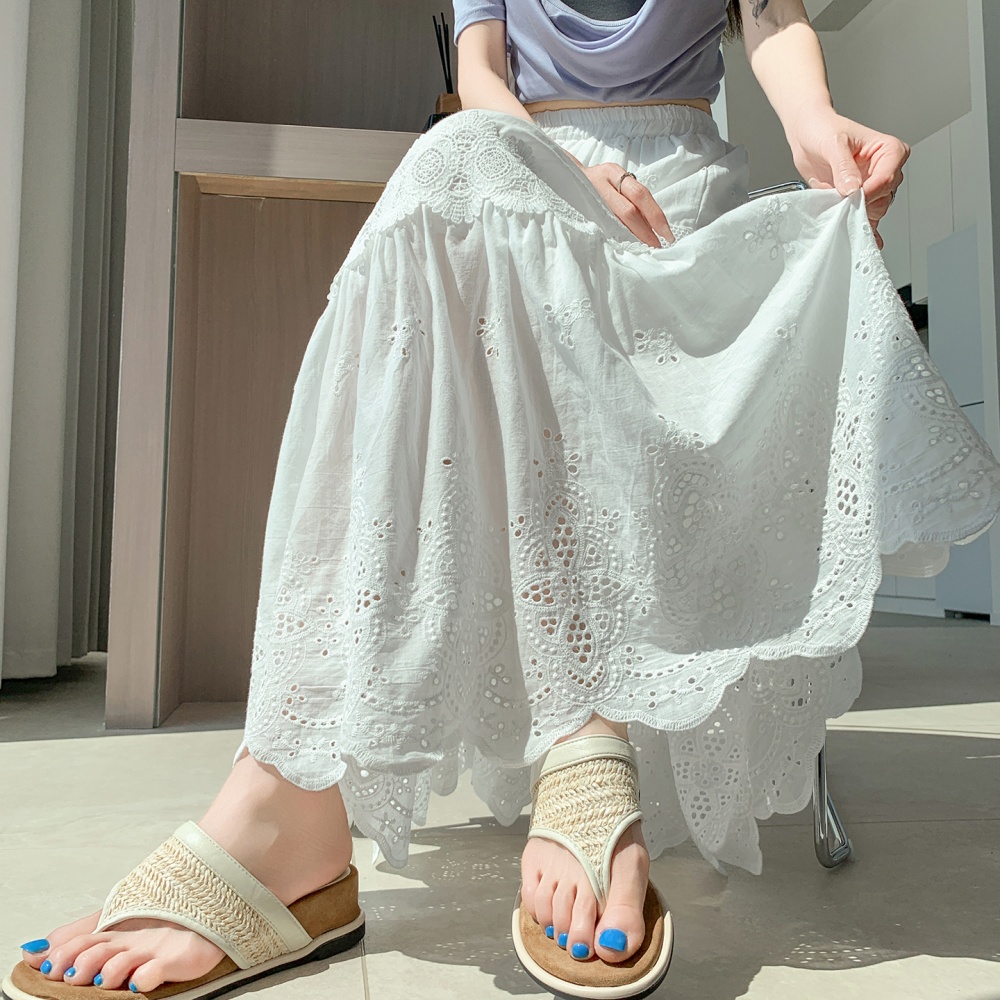 A-line pleated skirt big skirt long skirt for women