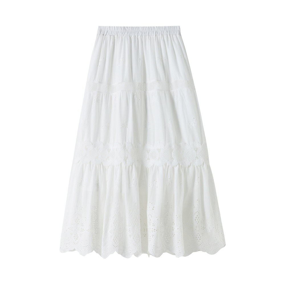 A-line pleated skirt big skirt long skirt for women