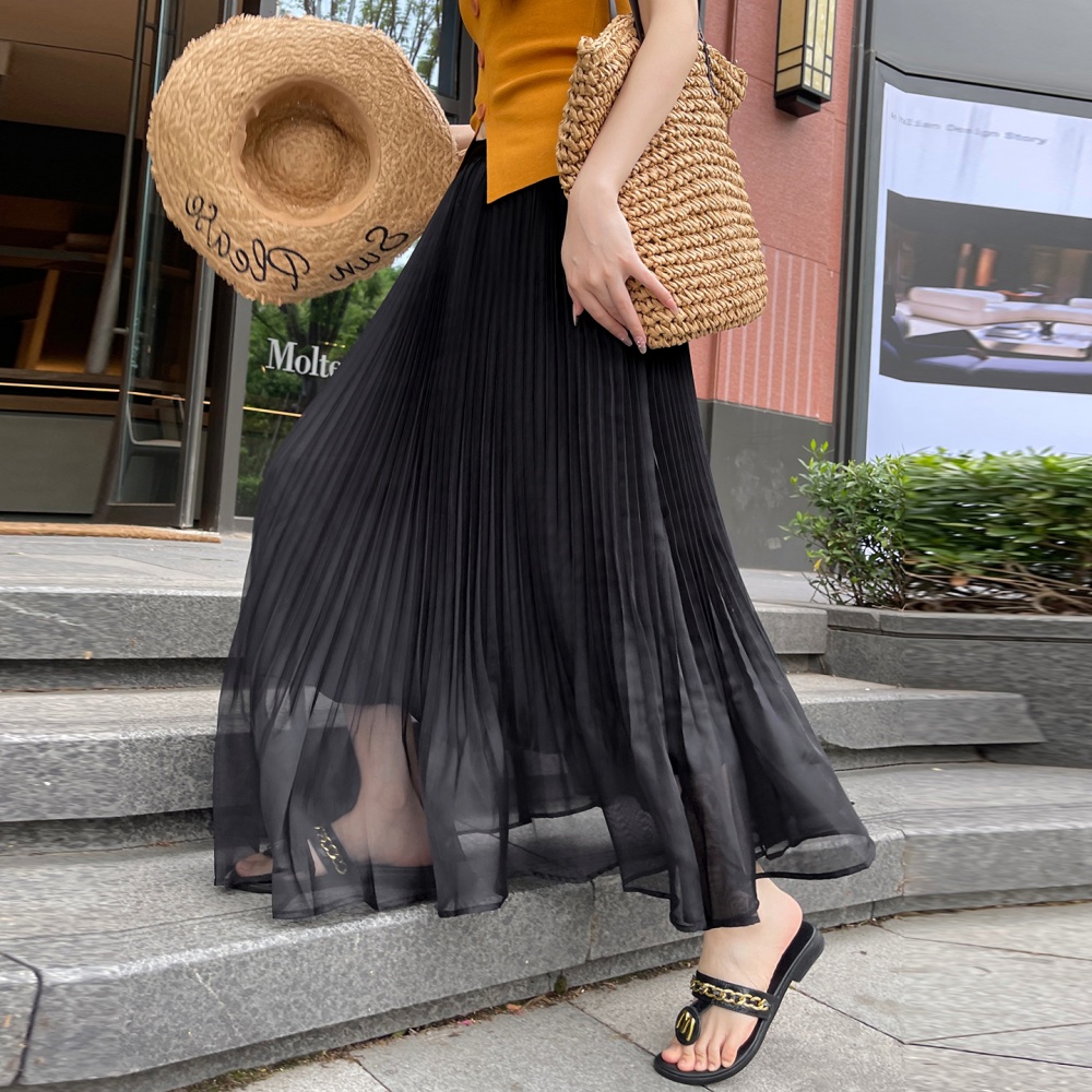 High waist summer A-line tender chiffon mermaid skirt