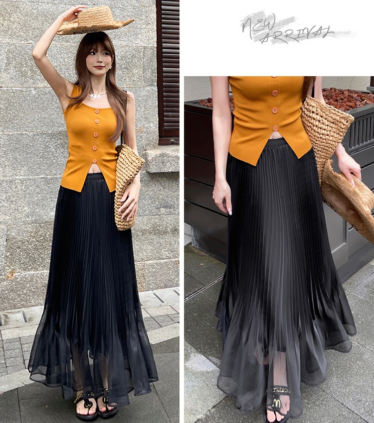 High waist summer A-line tender chiffon mermaid skirt