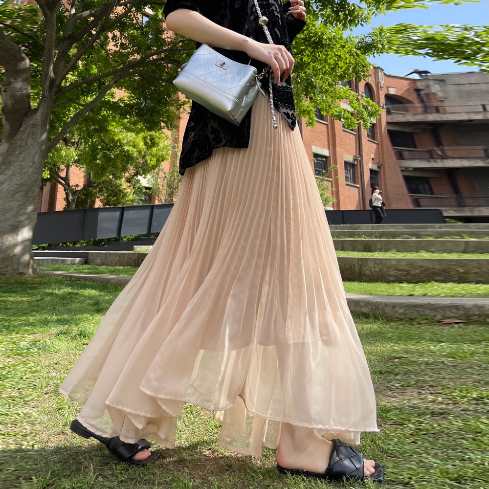 High waist summer A-line tender chiffon mermaid skirt