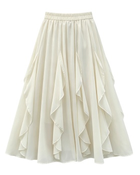 Lotus leaf edges skirt A-line long dress for women