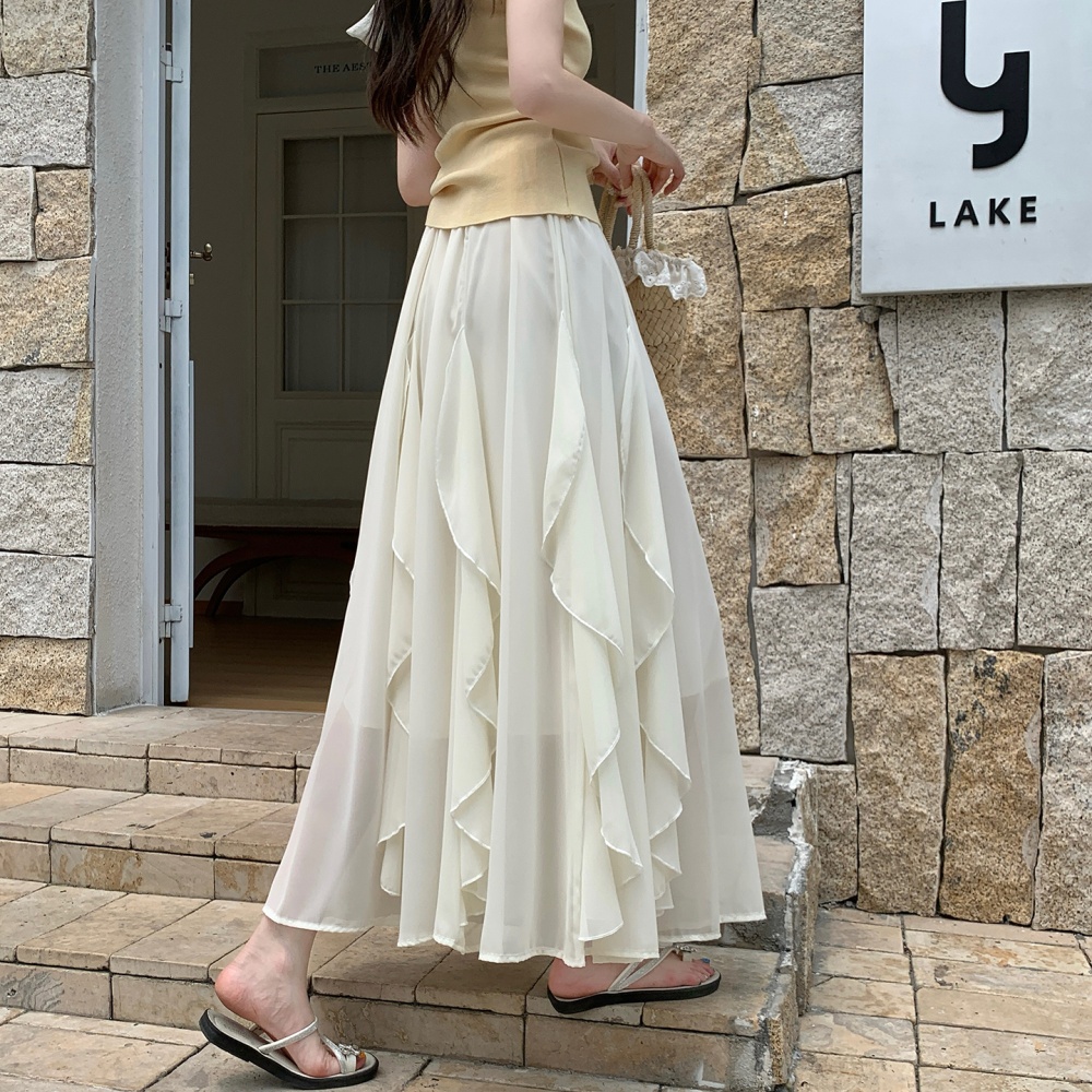 Lotus leaf edges skirt A-line long dress for women