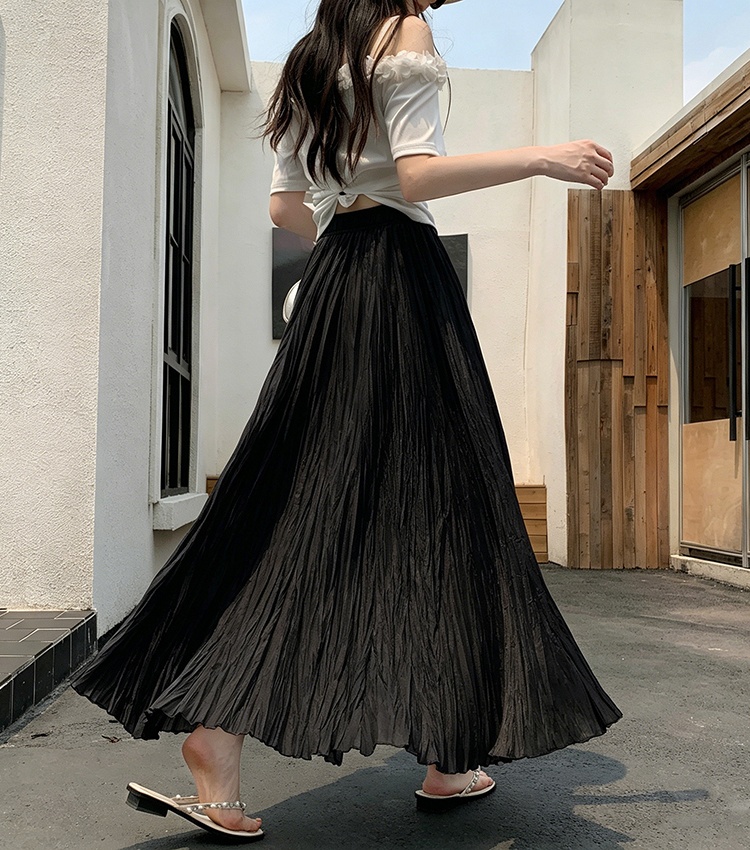 Elegant pleated skirt summer long dress for women