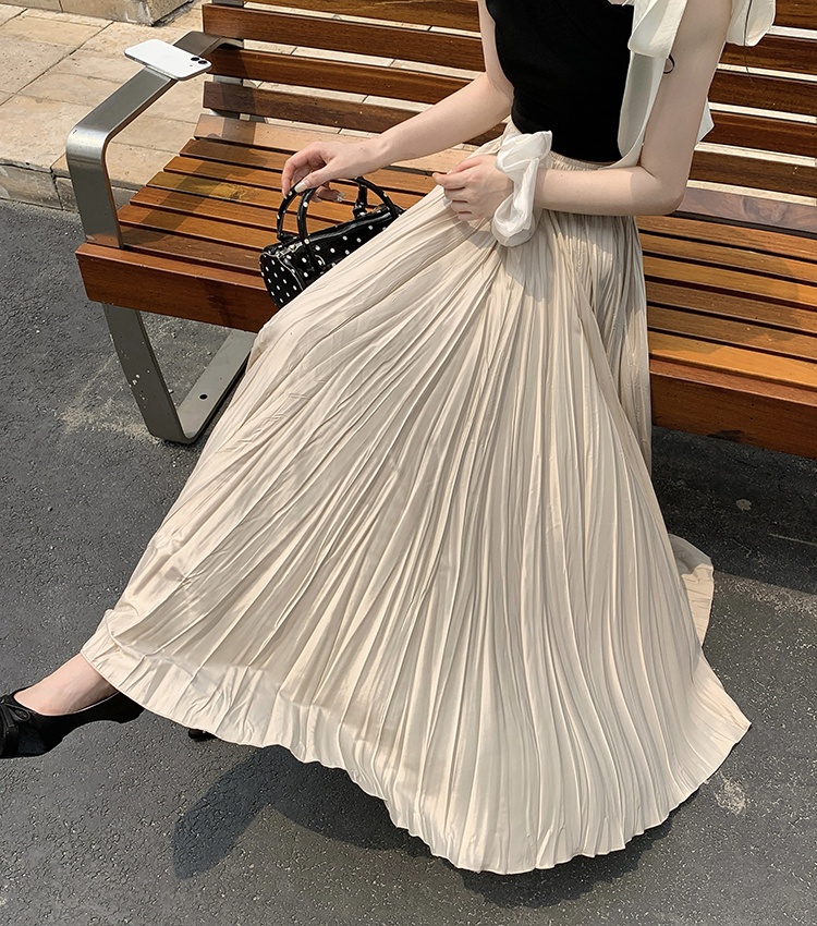 Elegant pleated skirt summer long dress for women