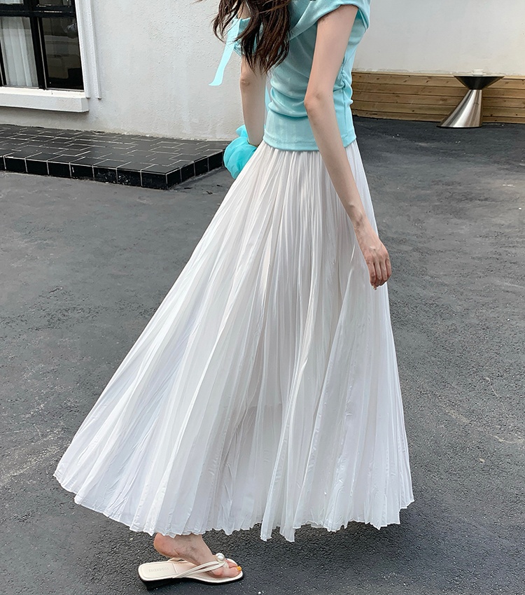 Elegant pleated skirt summer long dress for women