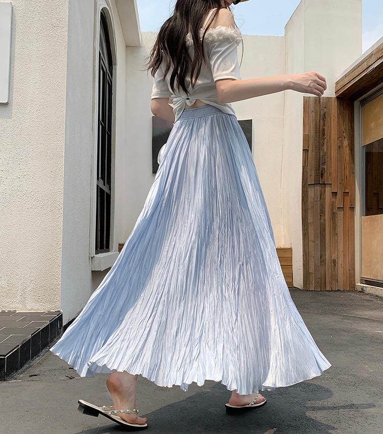 Elegant pleated skirt summer long dress for women