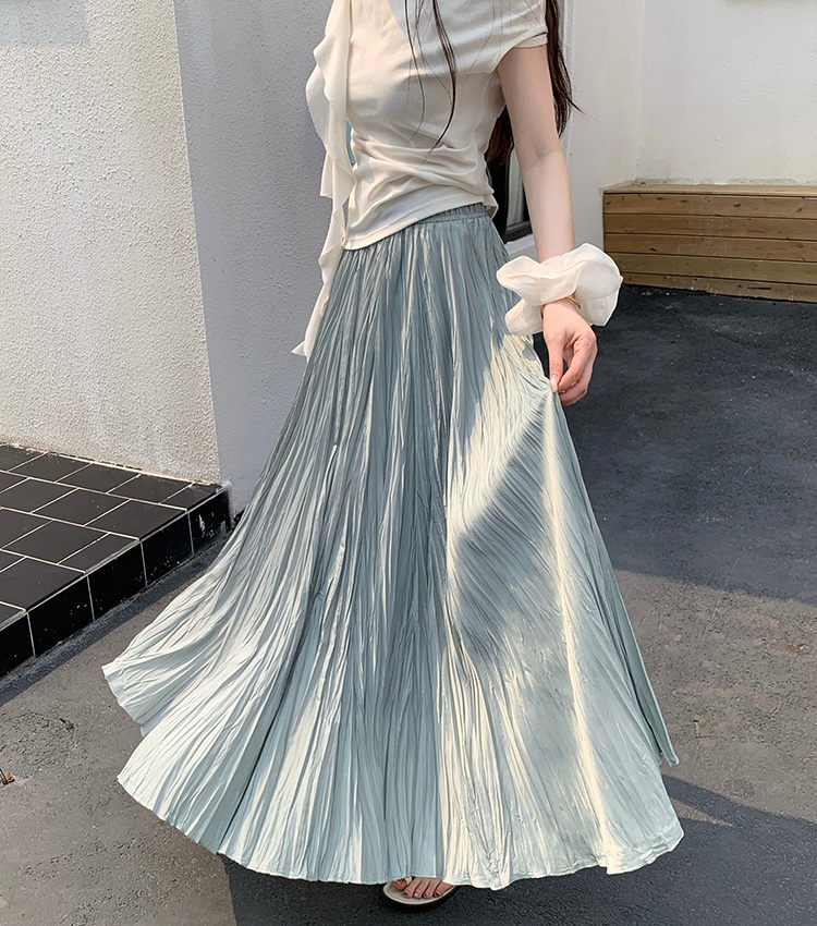 Elegant pleated skirt summer long dress for women