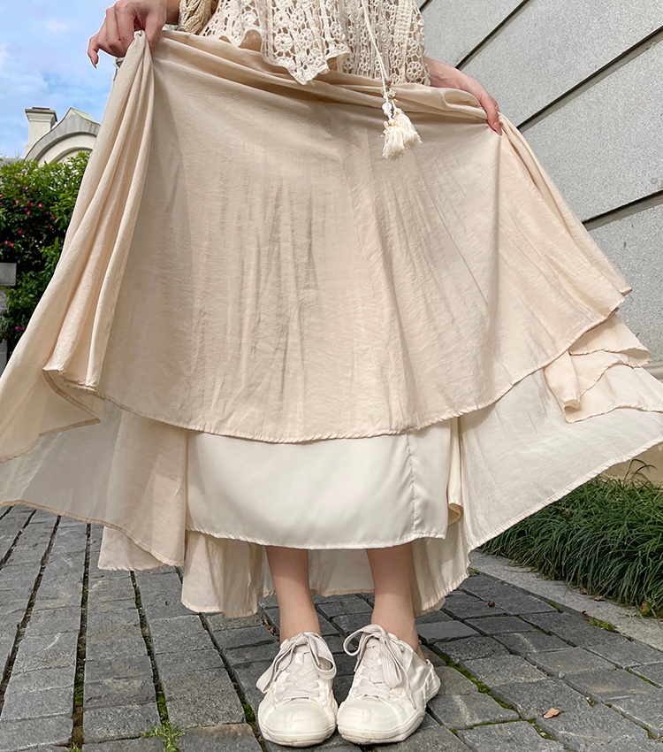 Mopping A-line skirt pleated long skirt for women