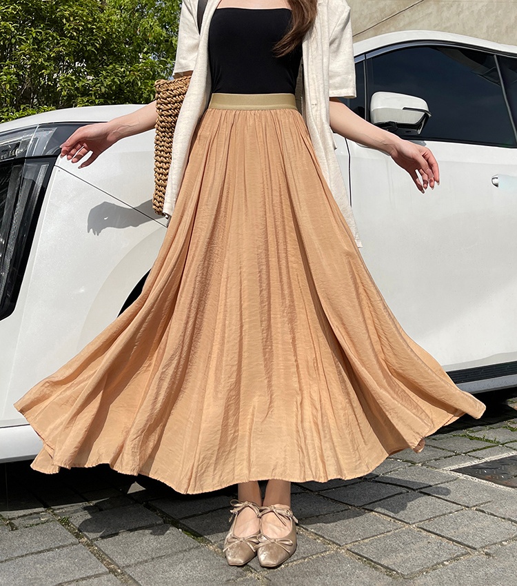 Mopping A-line skirt pleated long skirt for women