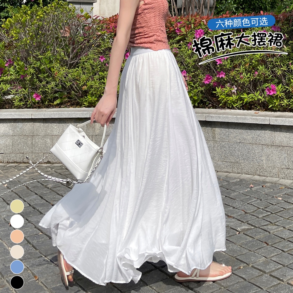 Mopping A-line skirt pleated long skirt for women