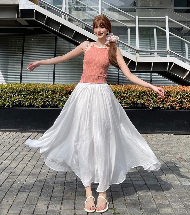 Mopping A-line skirt pleated long skirt for women