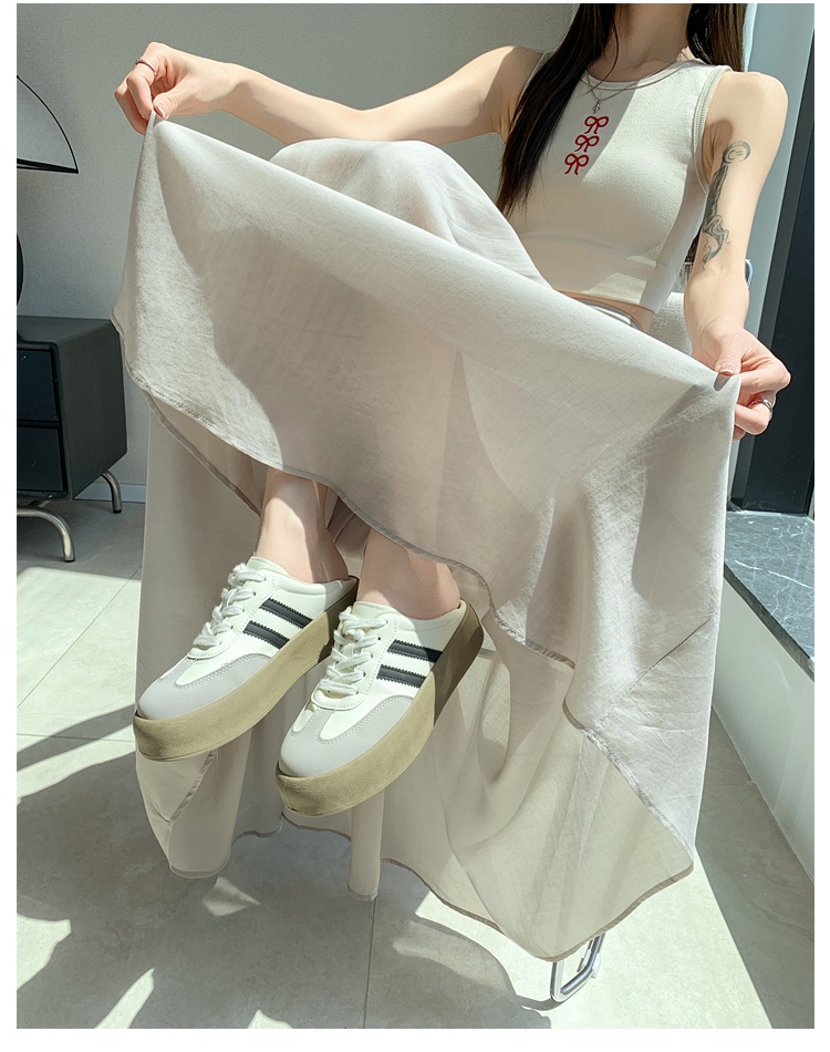 A-line drape long dress summer slim skirt for women