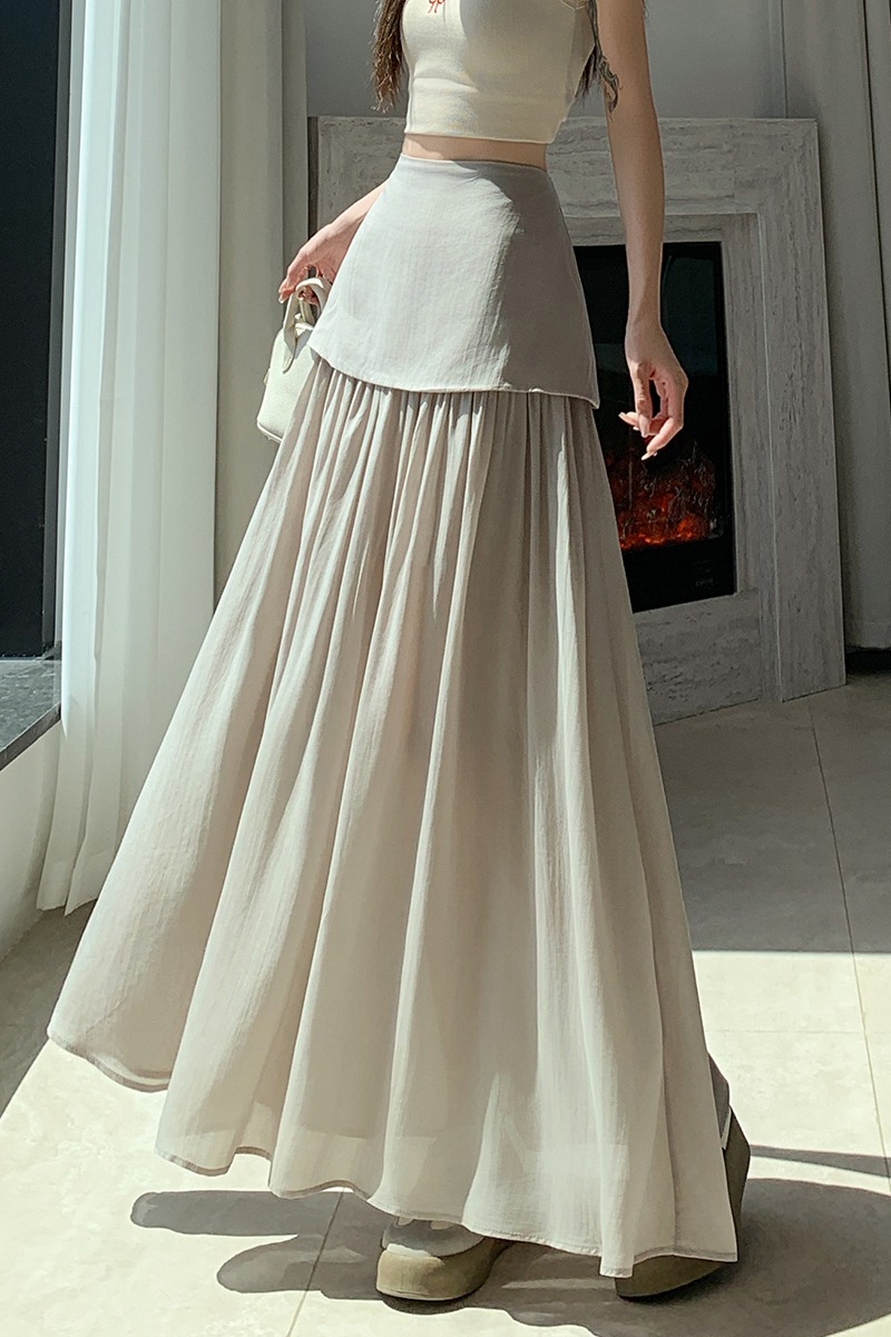A-line drape long dress summer slim skirt for women